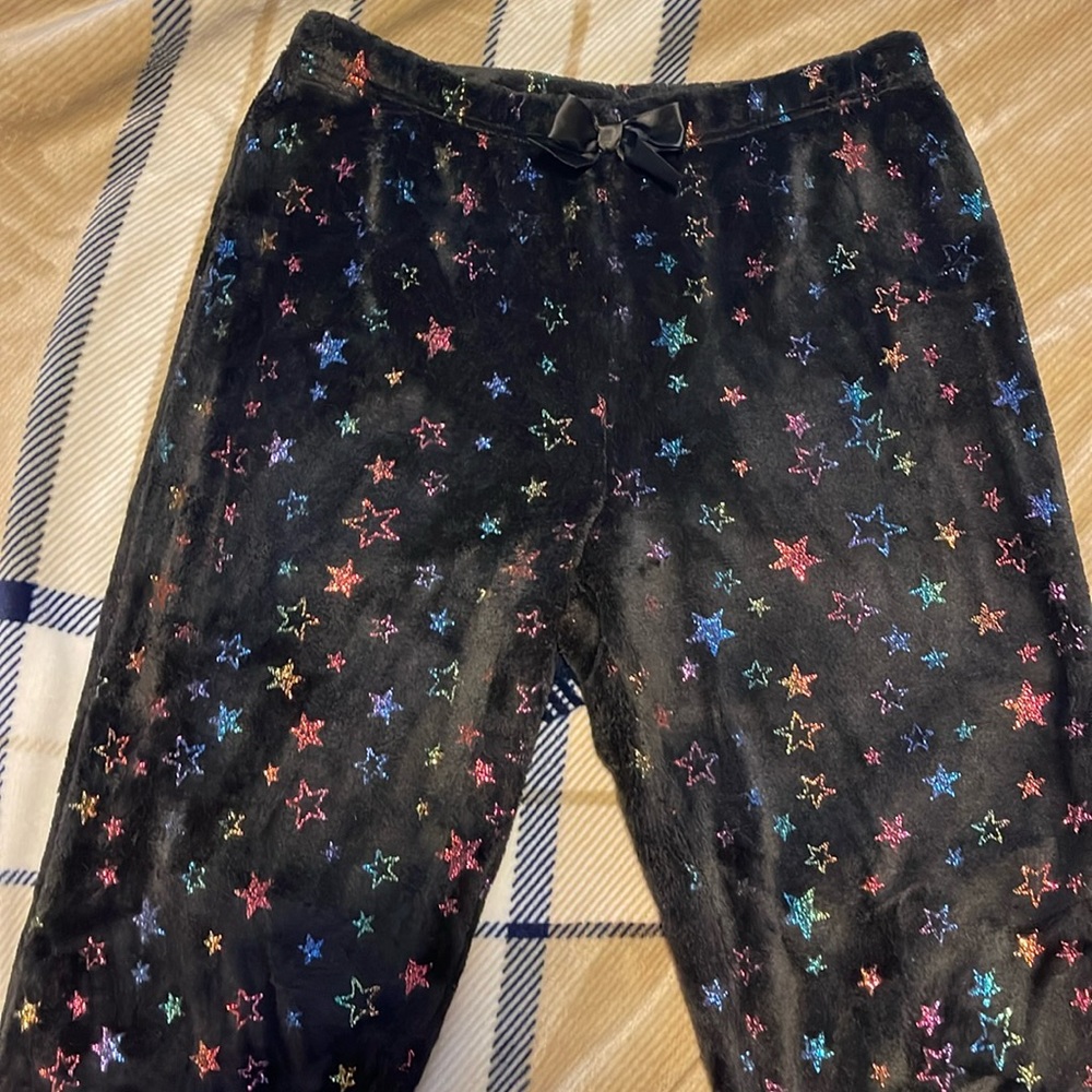 Black soft pj pants w/ colorful stars